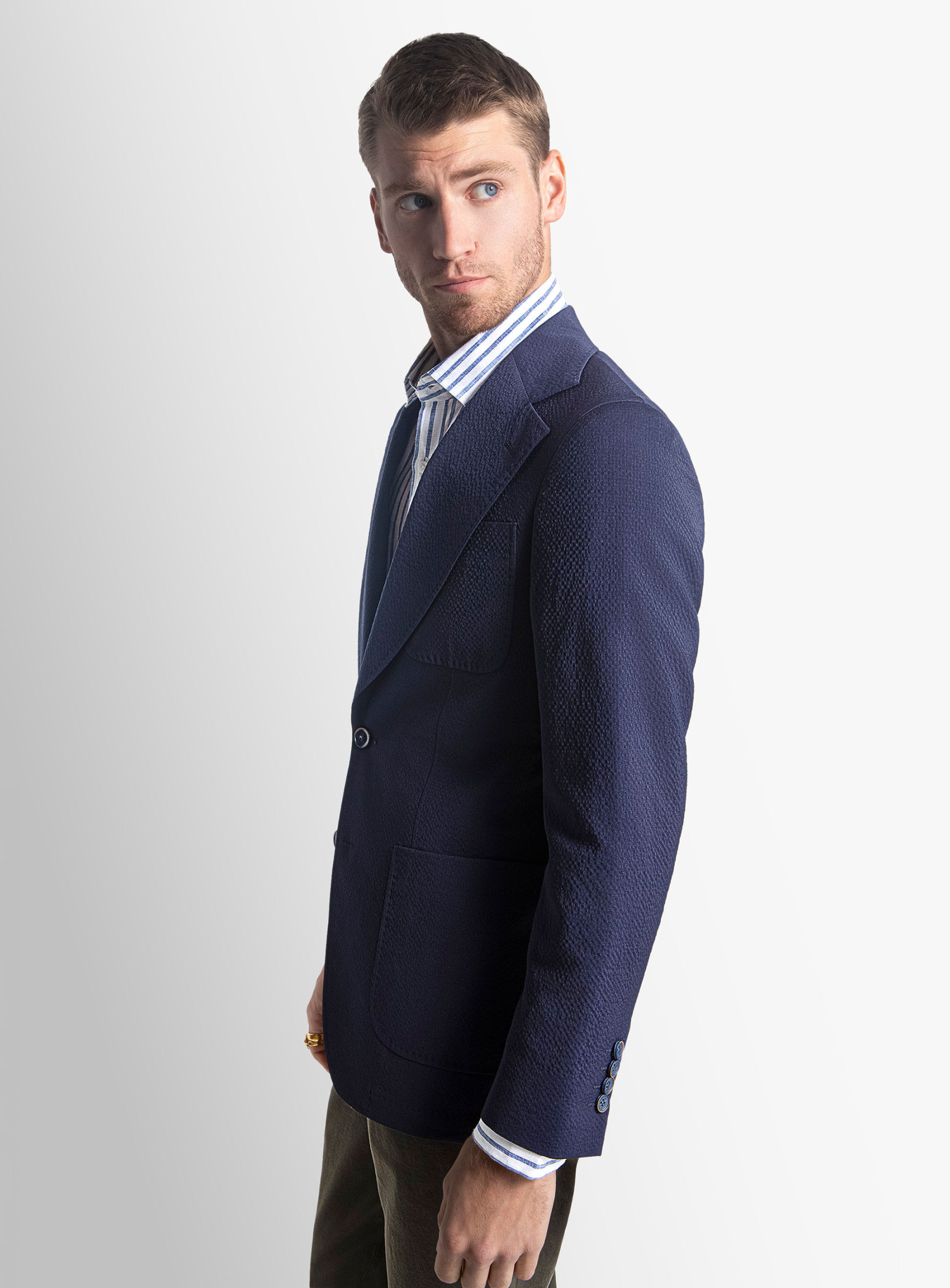 Varese Navy Seersucker Jacket