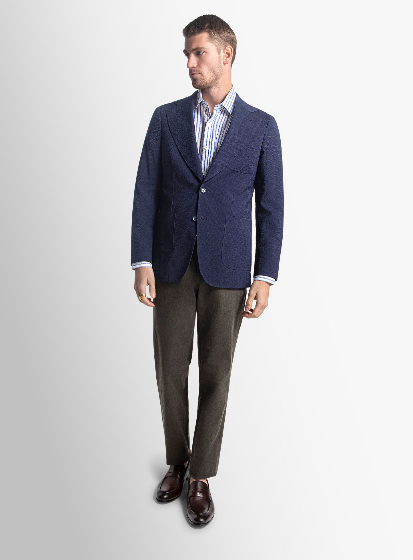 Varese Navy Seersucker Jacket