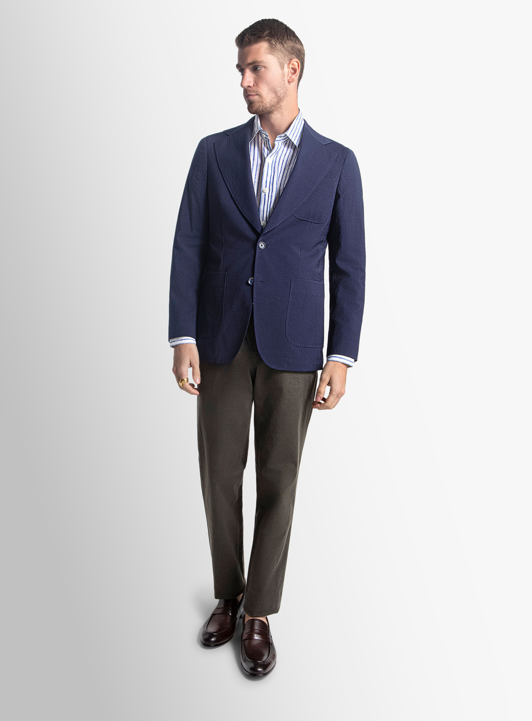 Varese Navy Seersucker Jacket
