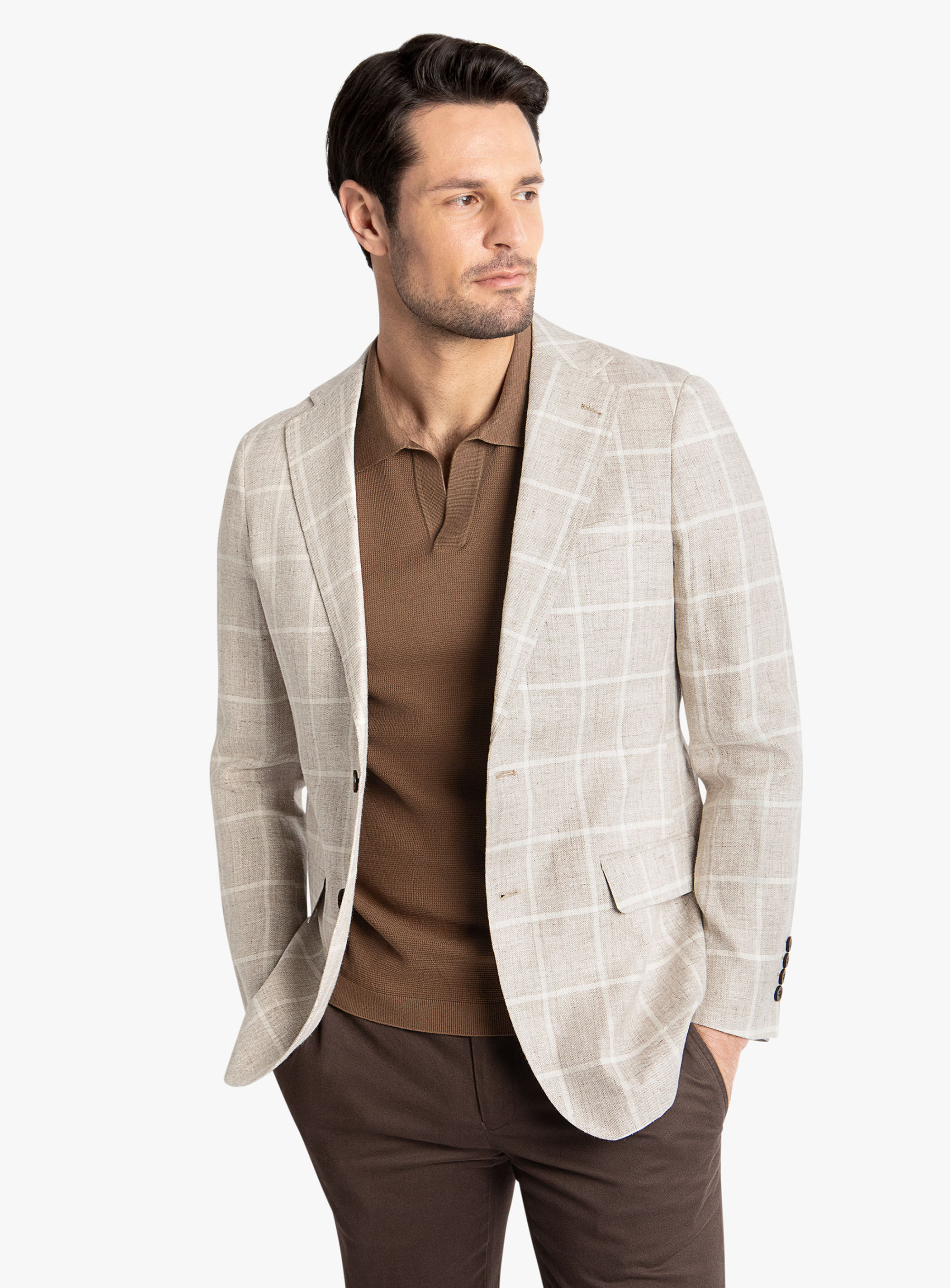 Vicenzo Oat Plaid Jacket