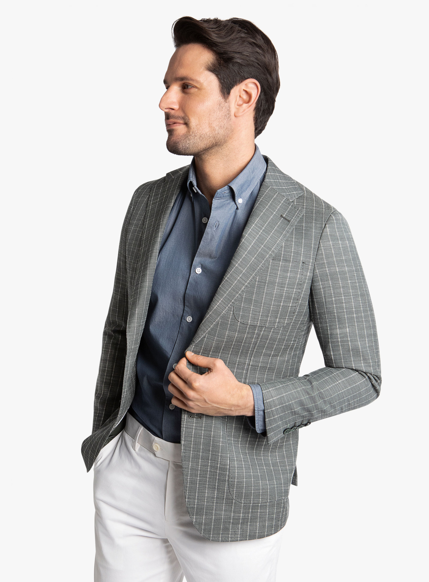 Lucca Forest Green Basketweave Stripe Jacket