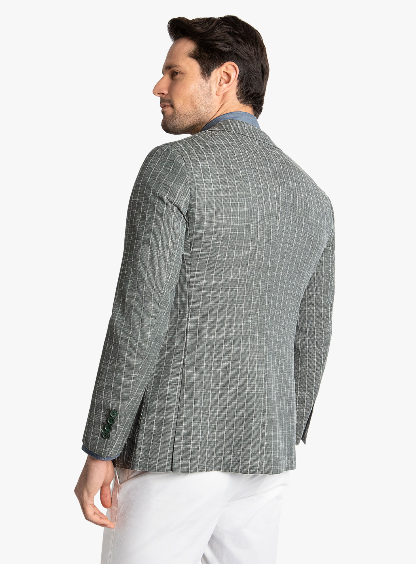 Lucca Forest Green Basketweave Stripe Jacket