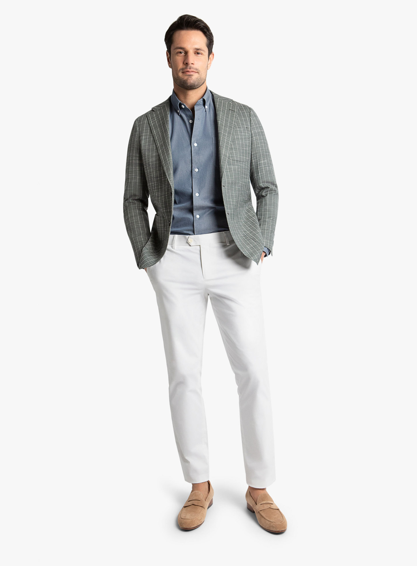 Lucca Forest Green Basketweave Stripe Jacket