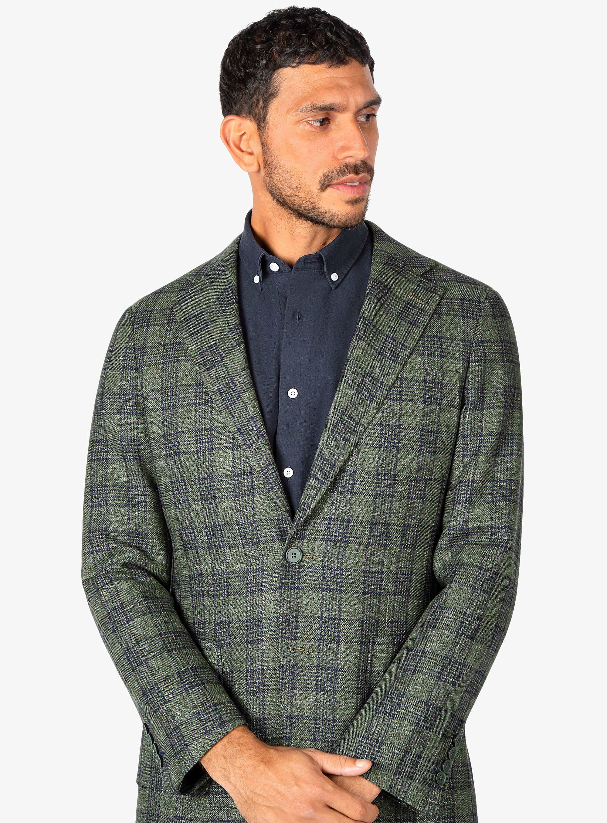 Liuzzo Green Linen Plaid Jacket