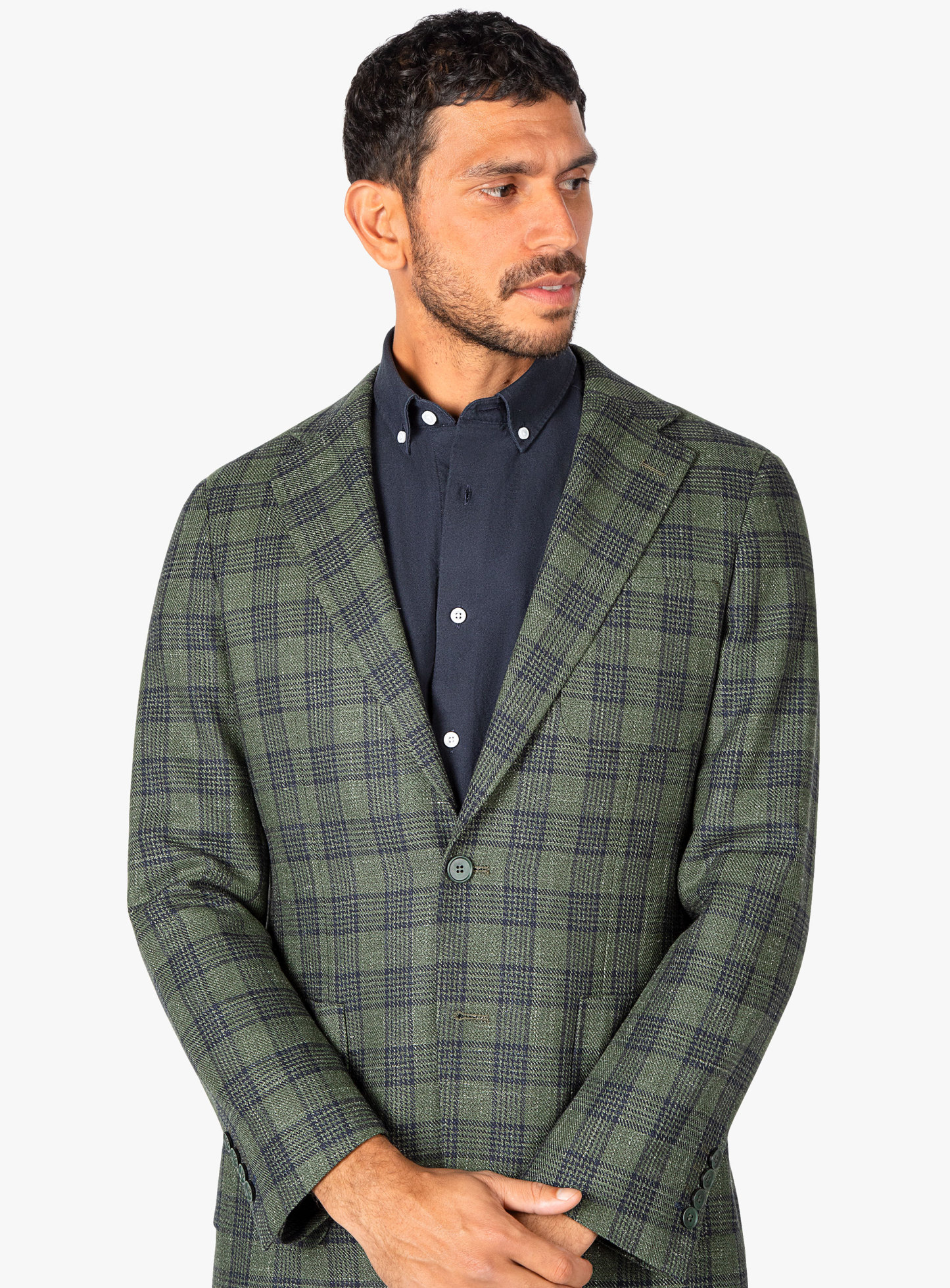 Liuzzo Green Linen Plaid Jacket