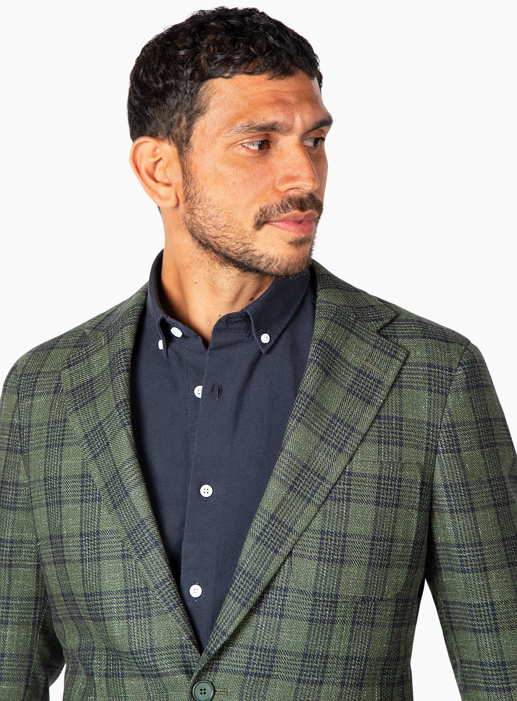 Liuzzo Green Linen Plaid Jacket