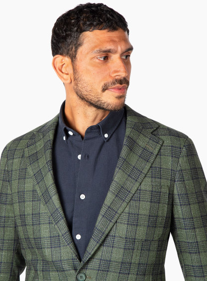 Liuzzo Green Linen Plaid Jacket
