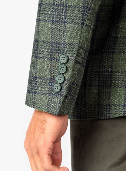 Liuzzo Green Linen Plaid Jacket