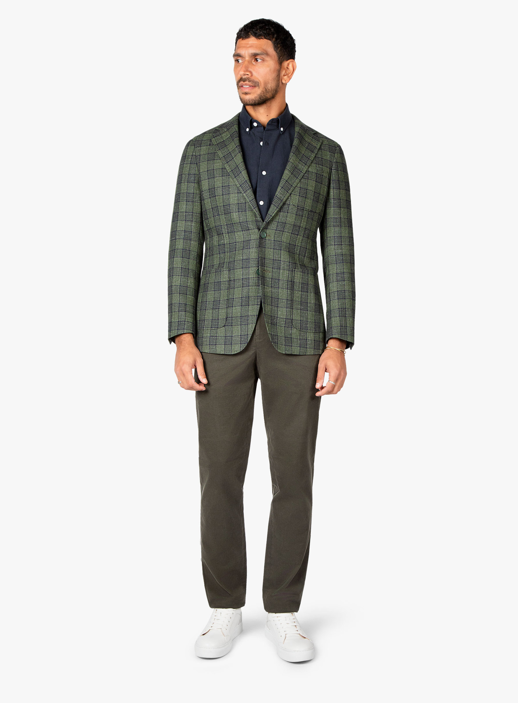 Liuzzo Green Linen Plaid Jacket