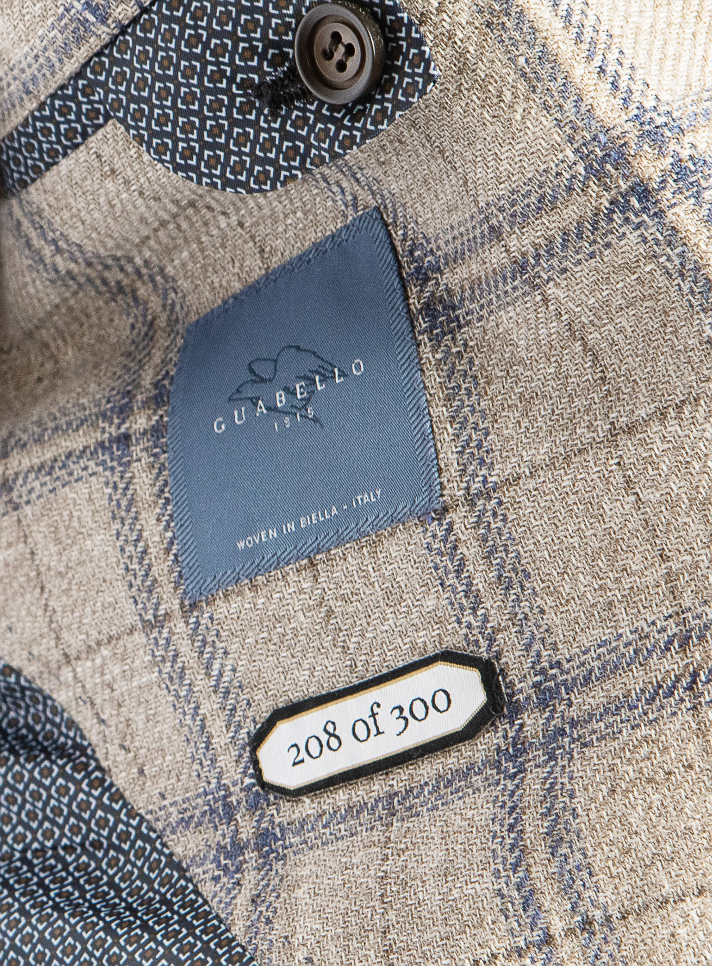 Vicenzo Taupe Blue Plaid Jacket