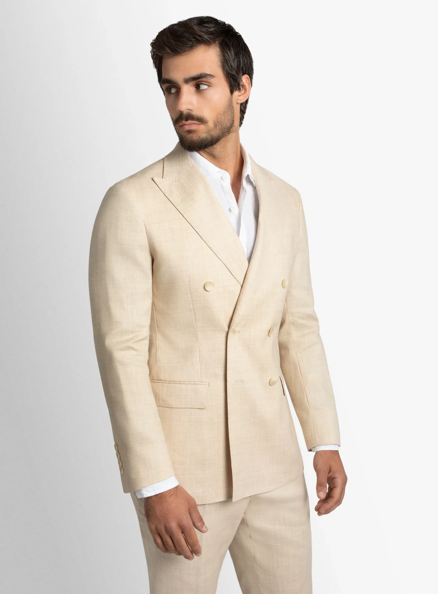 Tommaso Double Breasted Sand Texture Jacket