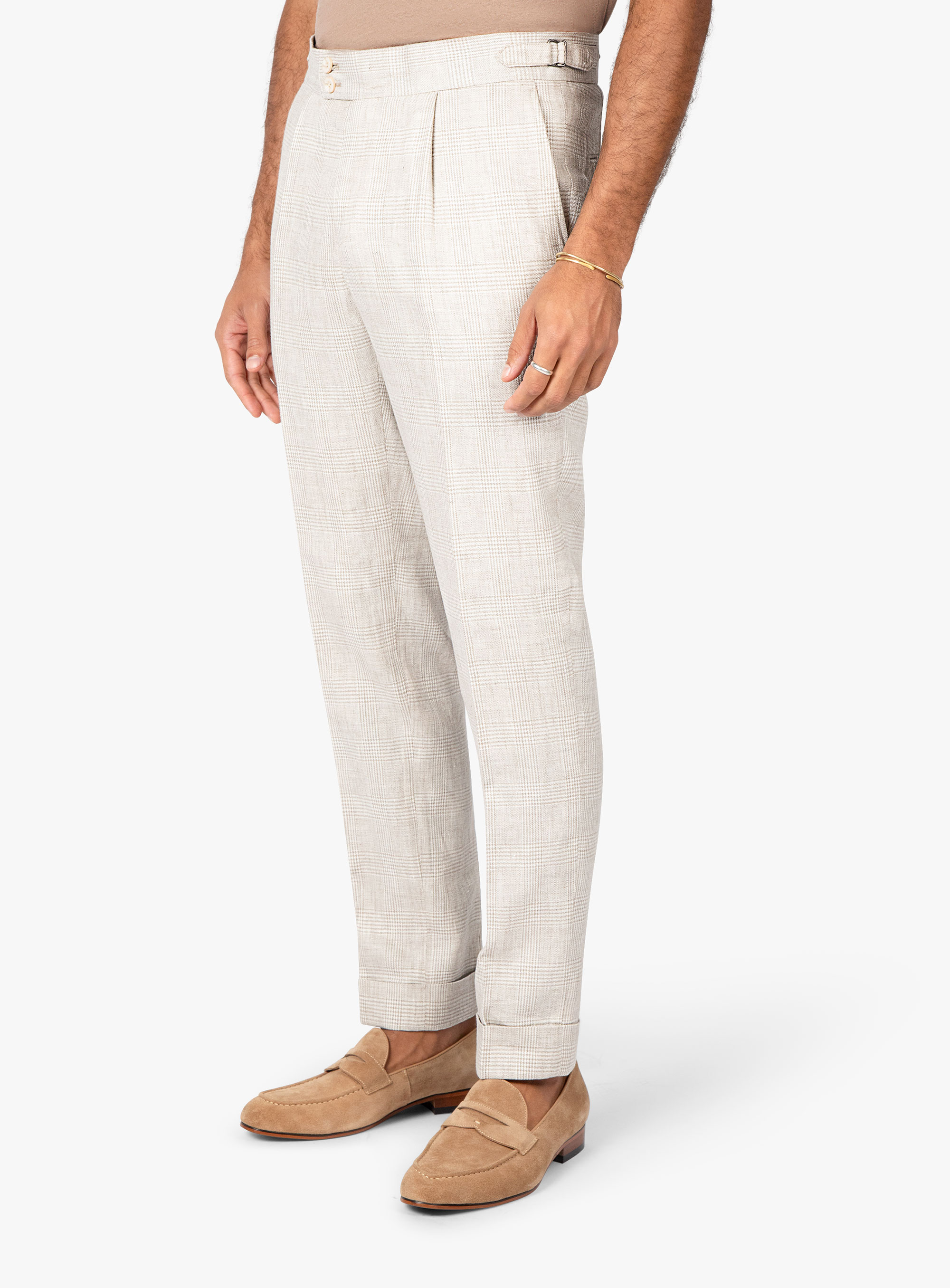 Santorini Taupe Plaid Trousers