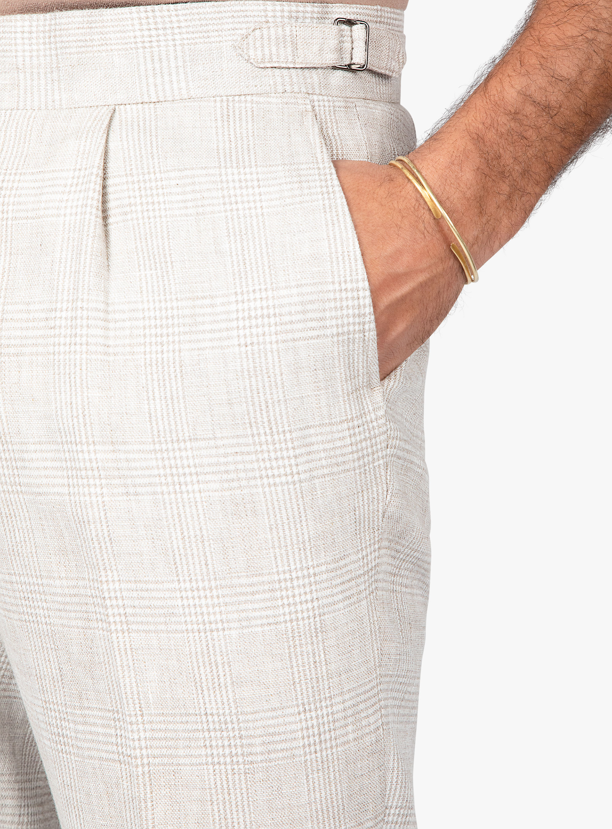 Santorini Taupe Plaid Trousers