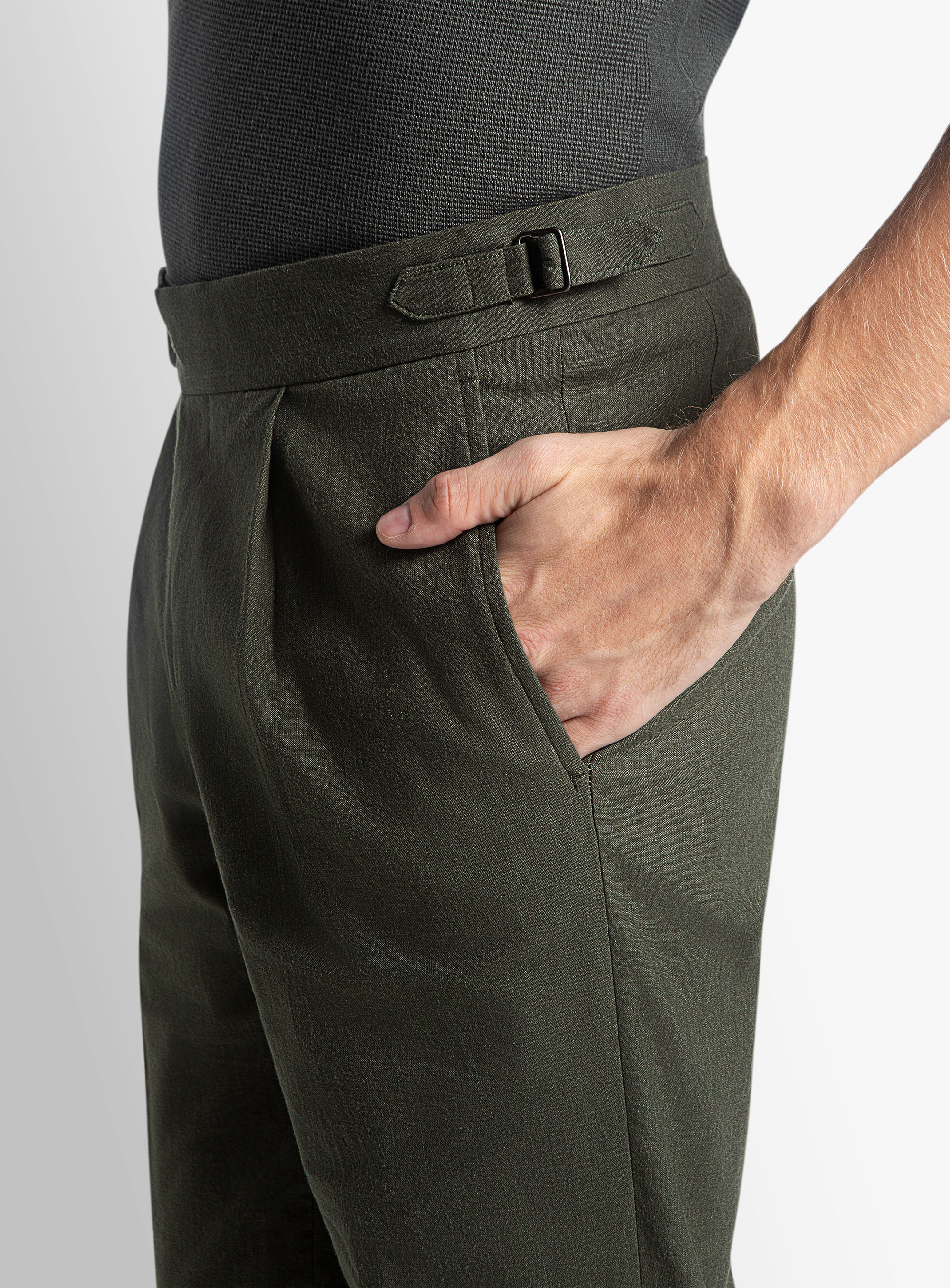 Santorini Olive Linen Trousers