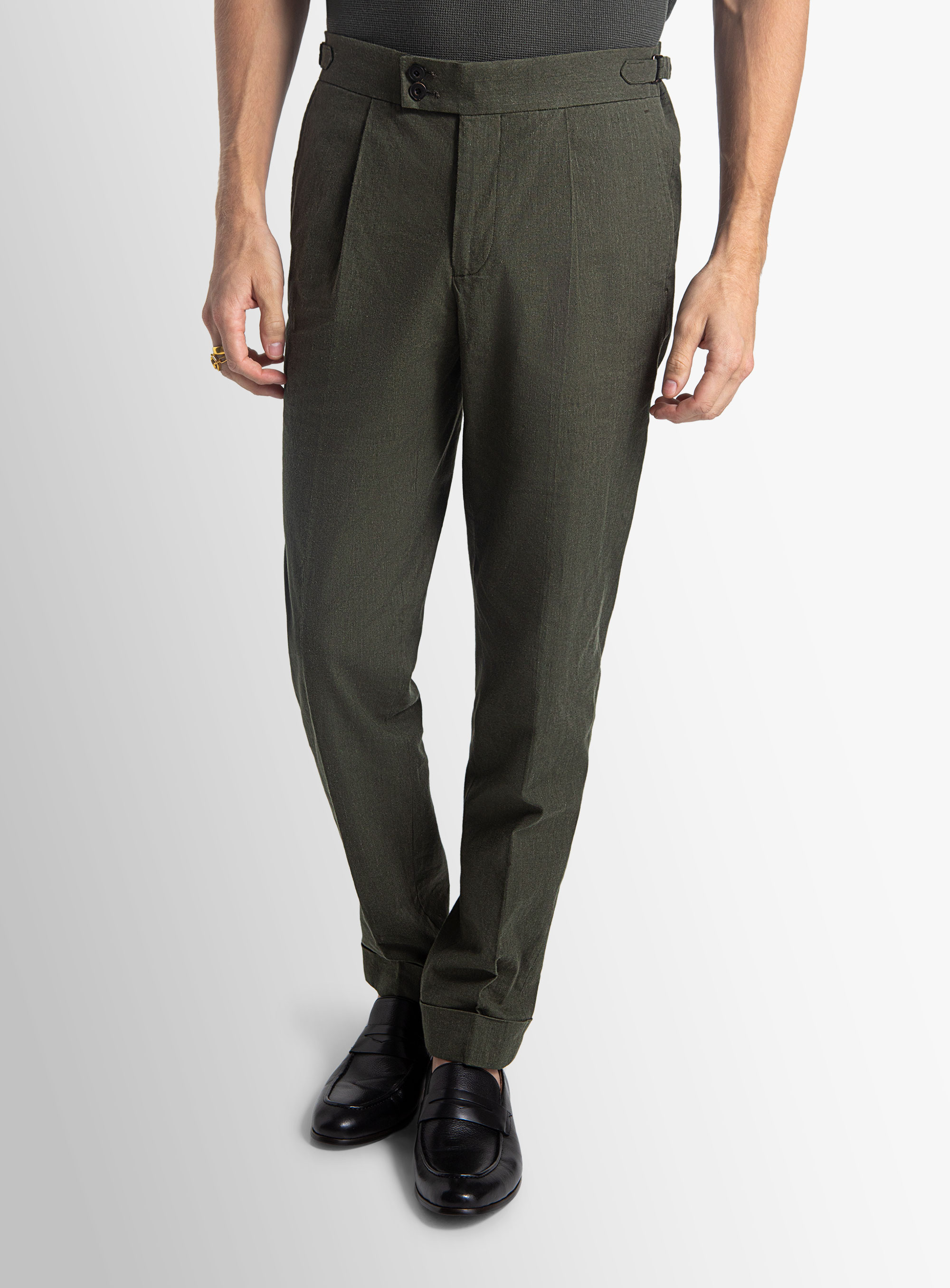 Santorini Olive Linen Trousers