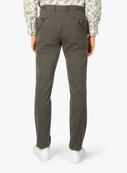 Carmine Pleated Olive Chino