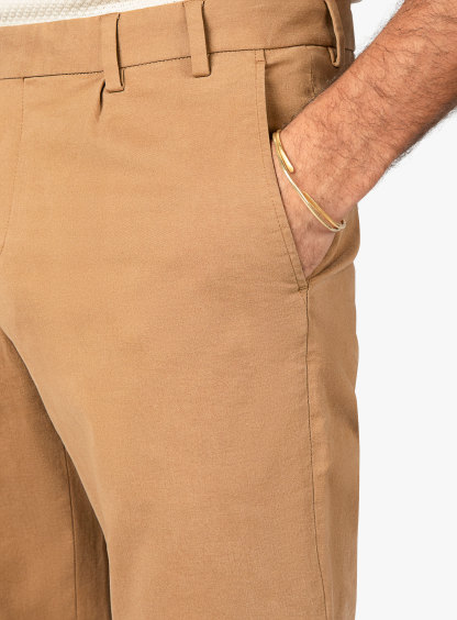 Carmine Pleated Tan Chino