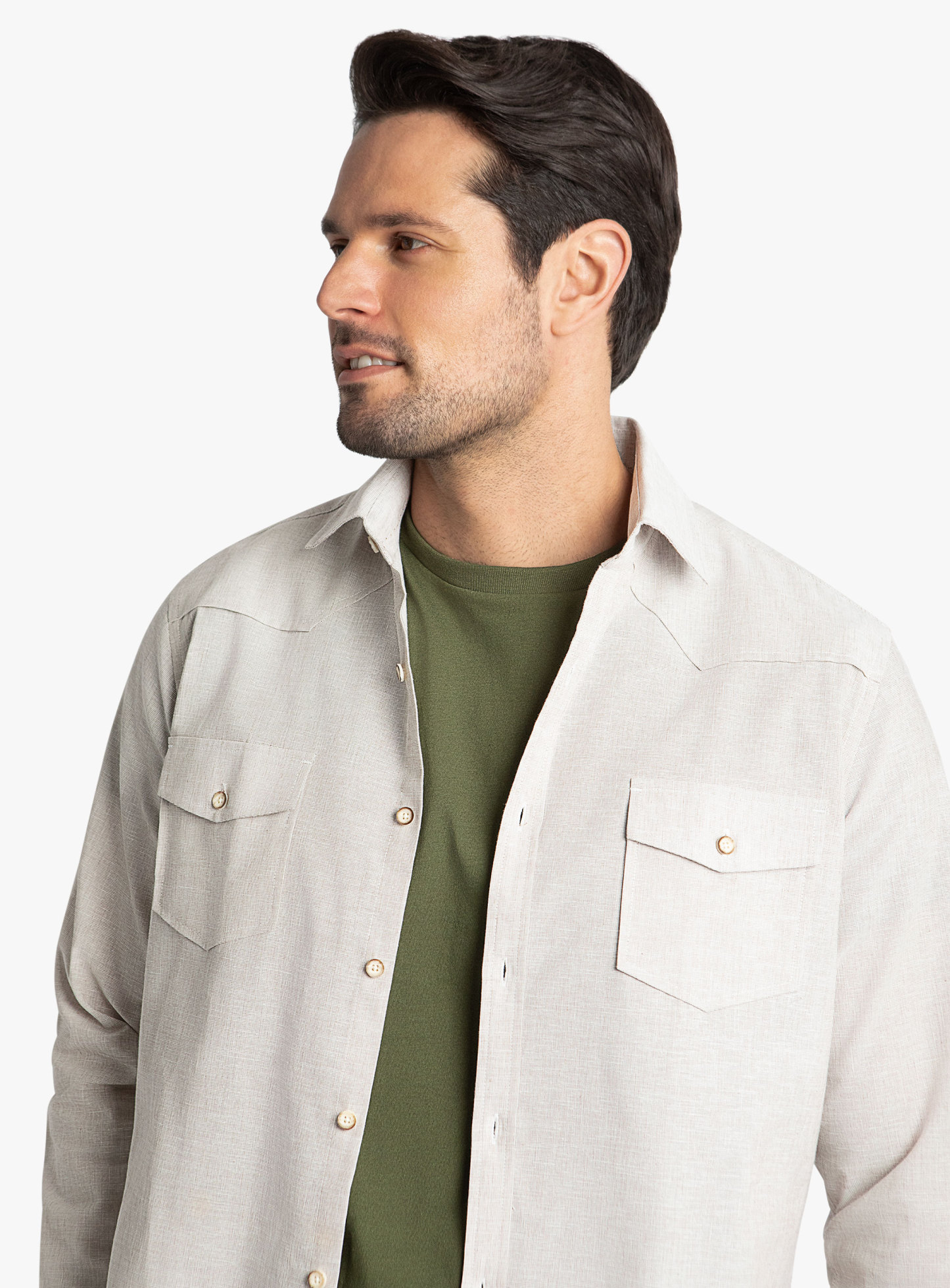 Levanzo Taupe Basketweave Western Style Shirt