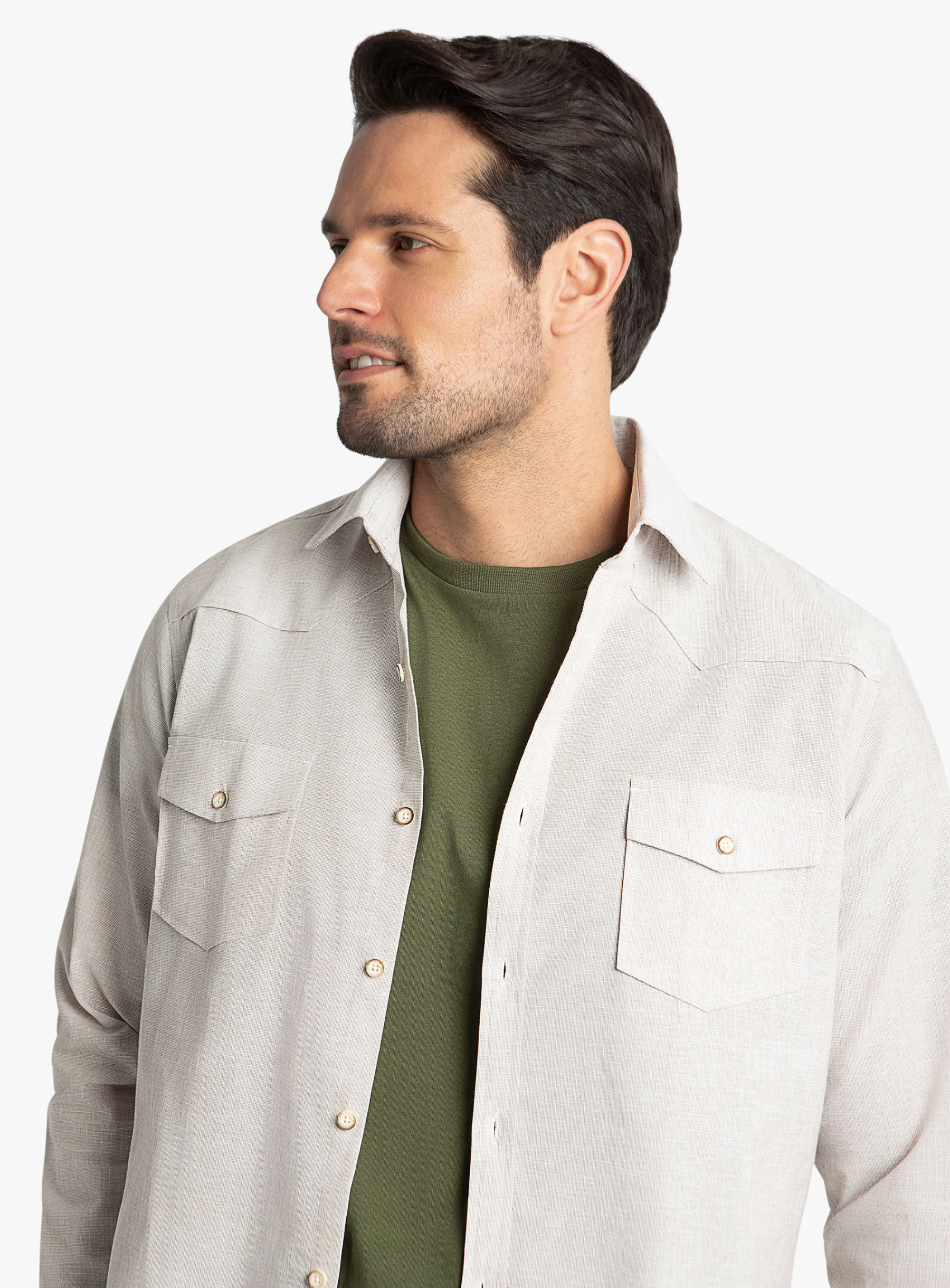 Levanzo Taupe Basketweave Western Style Shirt