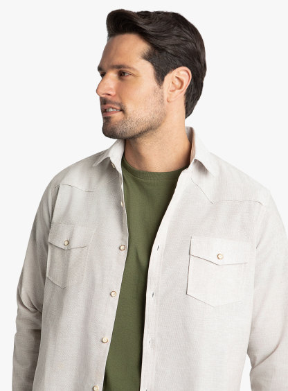 Levanzo Taupe Basketweave Western Style Shirt