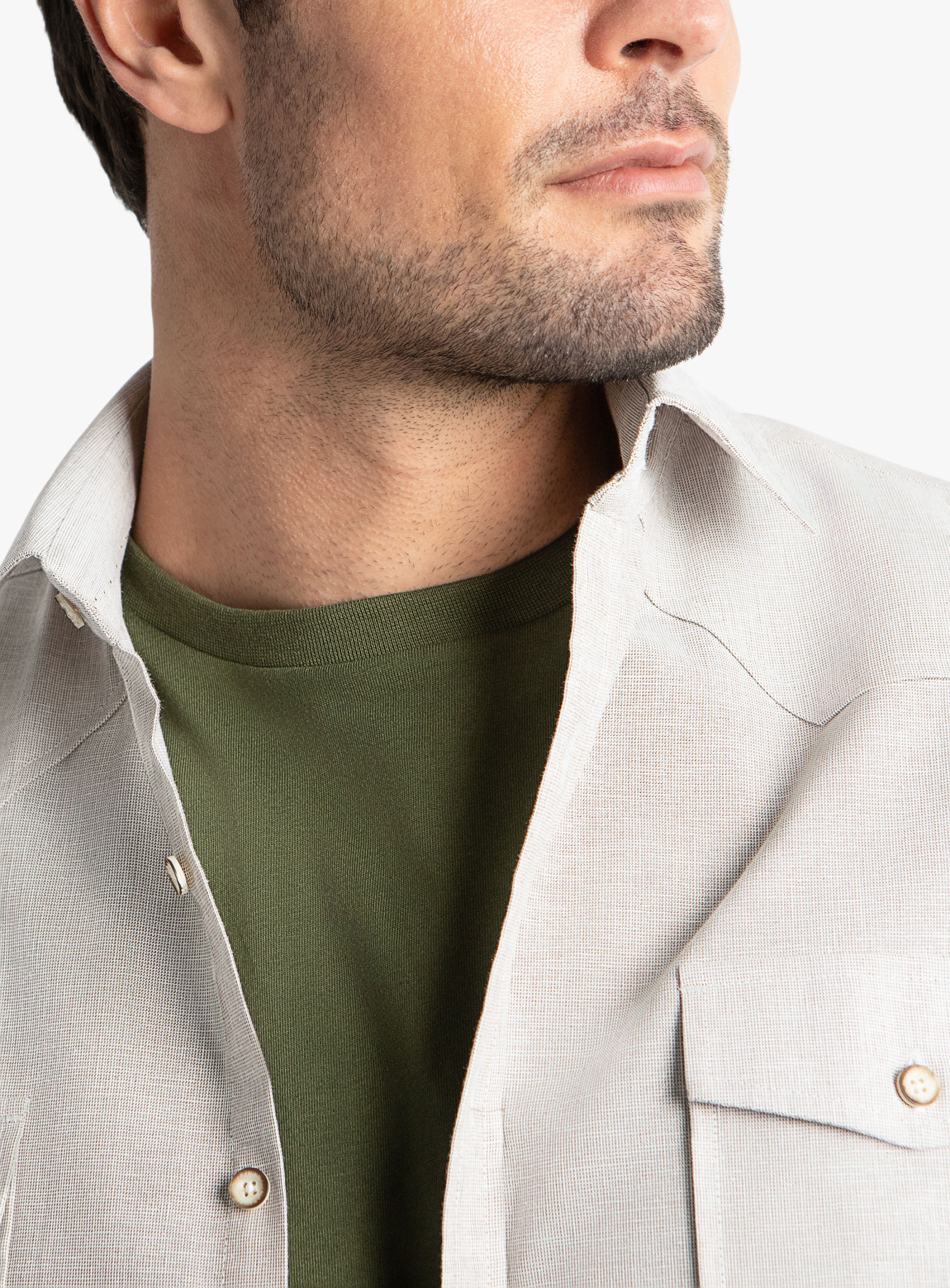 Levanzo Taupe Basketweave Western Style Shirt