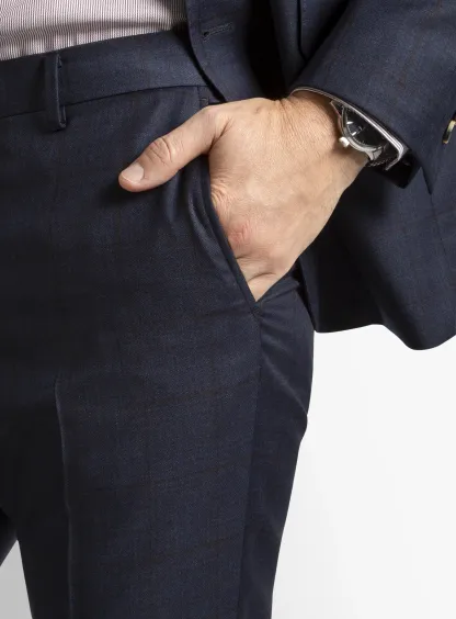 Matteo Indigo Crimson Overcheck Suit