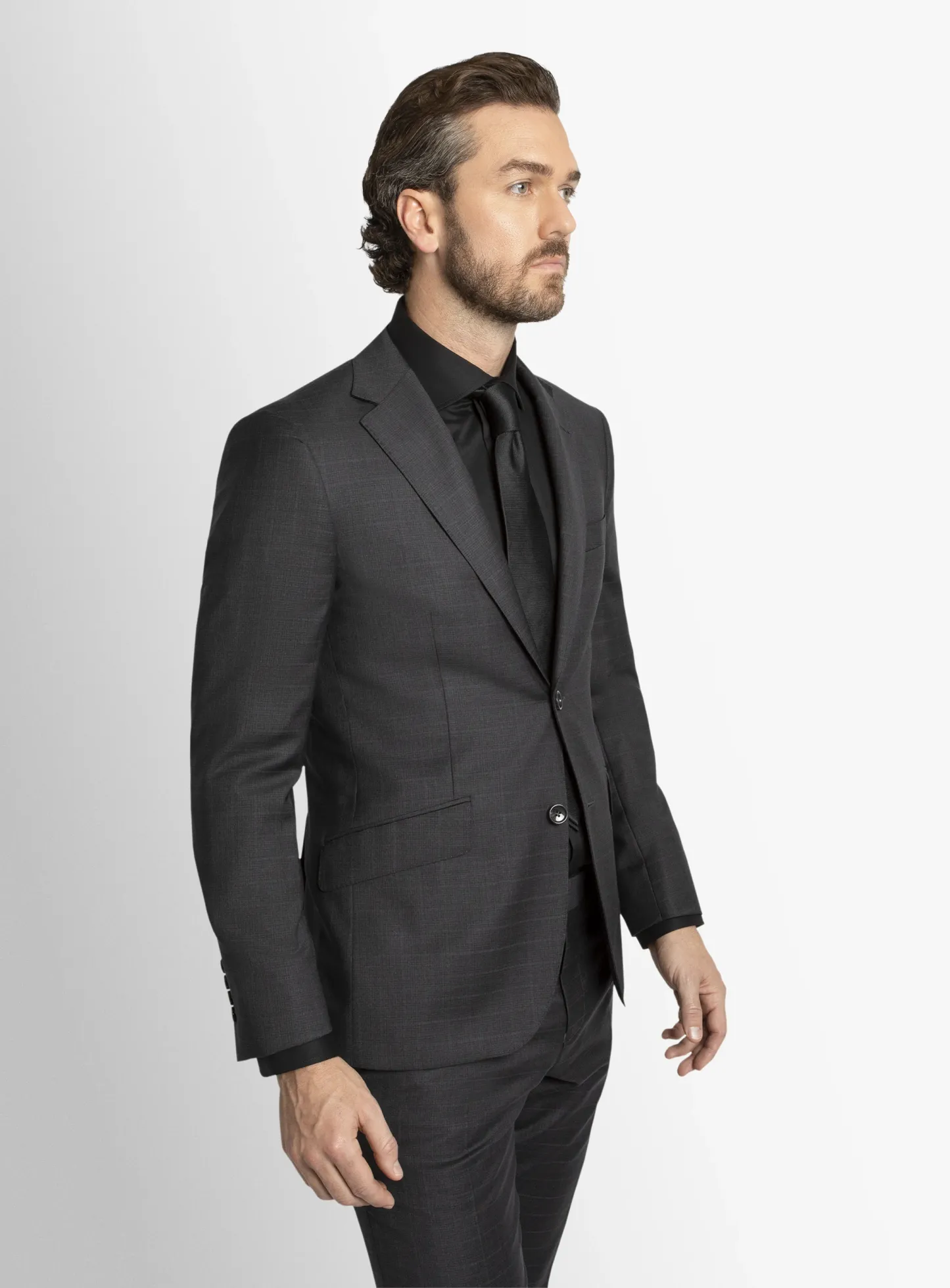 Paolo Charcoal Textured Subtle Overcheck Suit