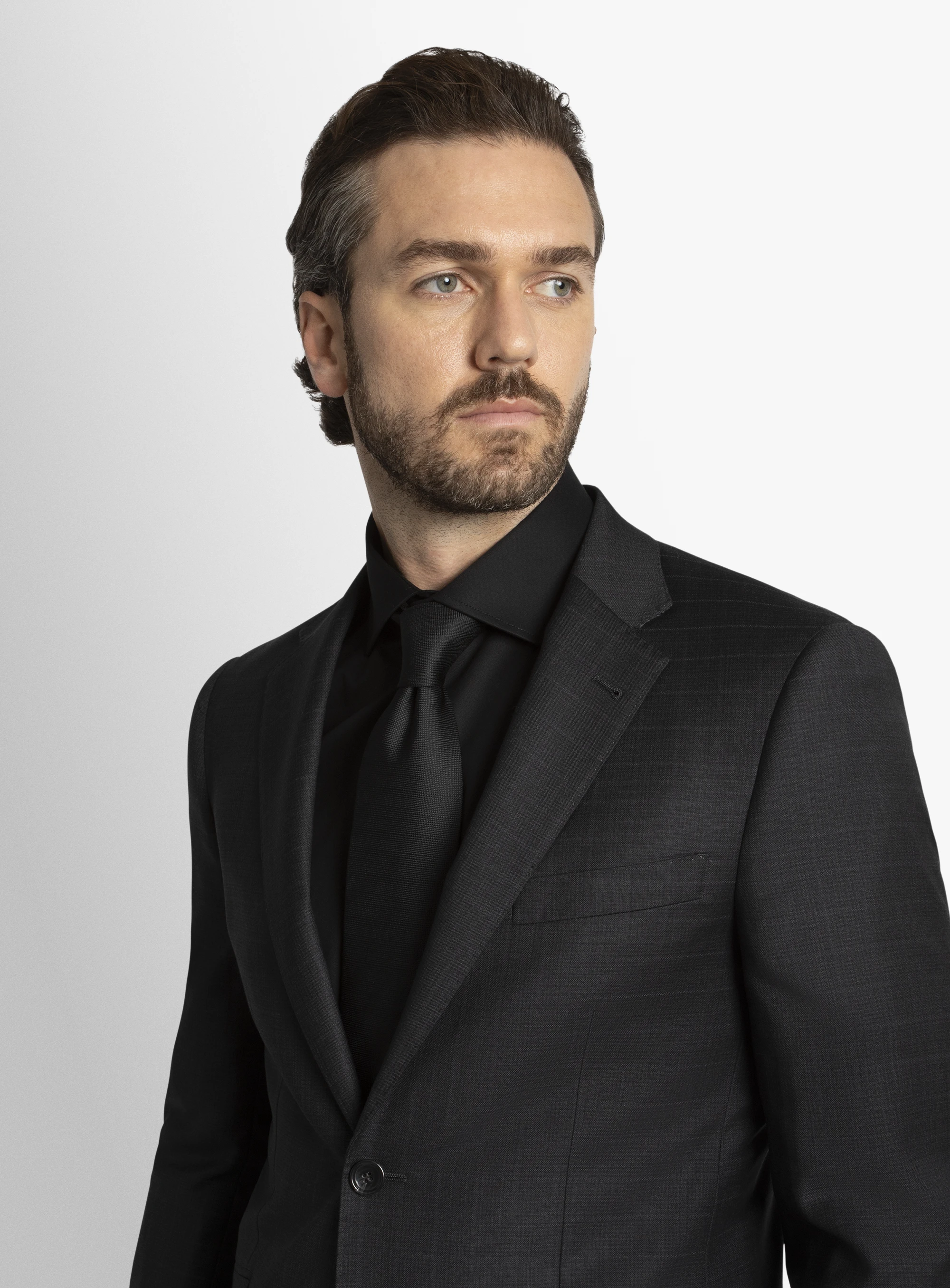 Paolo Charcoal Textured Subtle Overcheck Suit