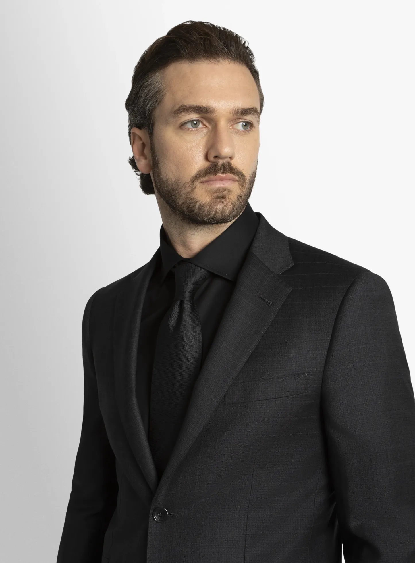 Paolo Charcoal Textured Subtle Overcheck Suit