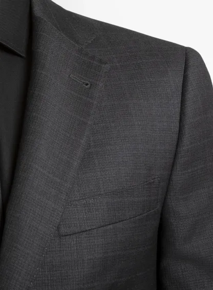 Paolo Charcoal Textured Subtle Overcheck Suit