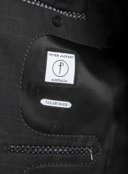 Paolo Charcoal Textured Subtle Overcheck Suit