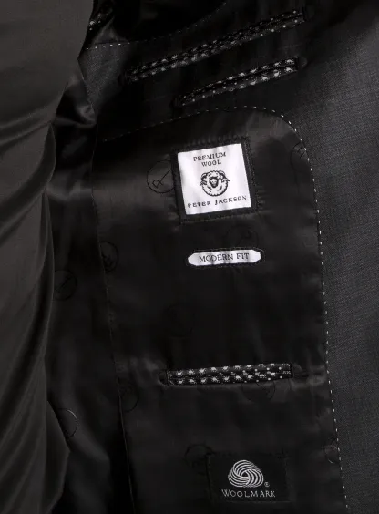 Paolo Charcoal Textured Subtle Overcheck Suit