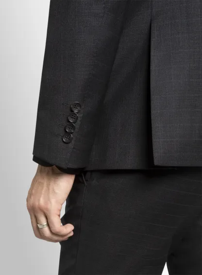 Paolo Charcoal Textured Subtle Overcheck Suit