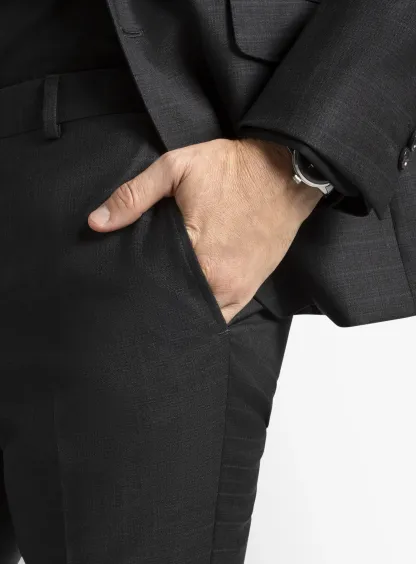 Paolo Charcoal Textured Subtle Overcheck Suit