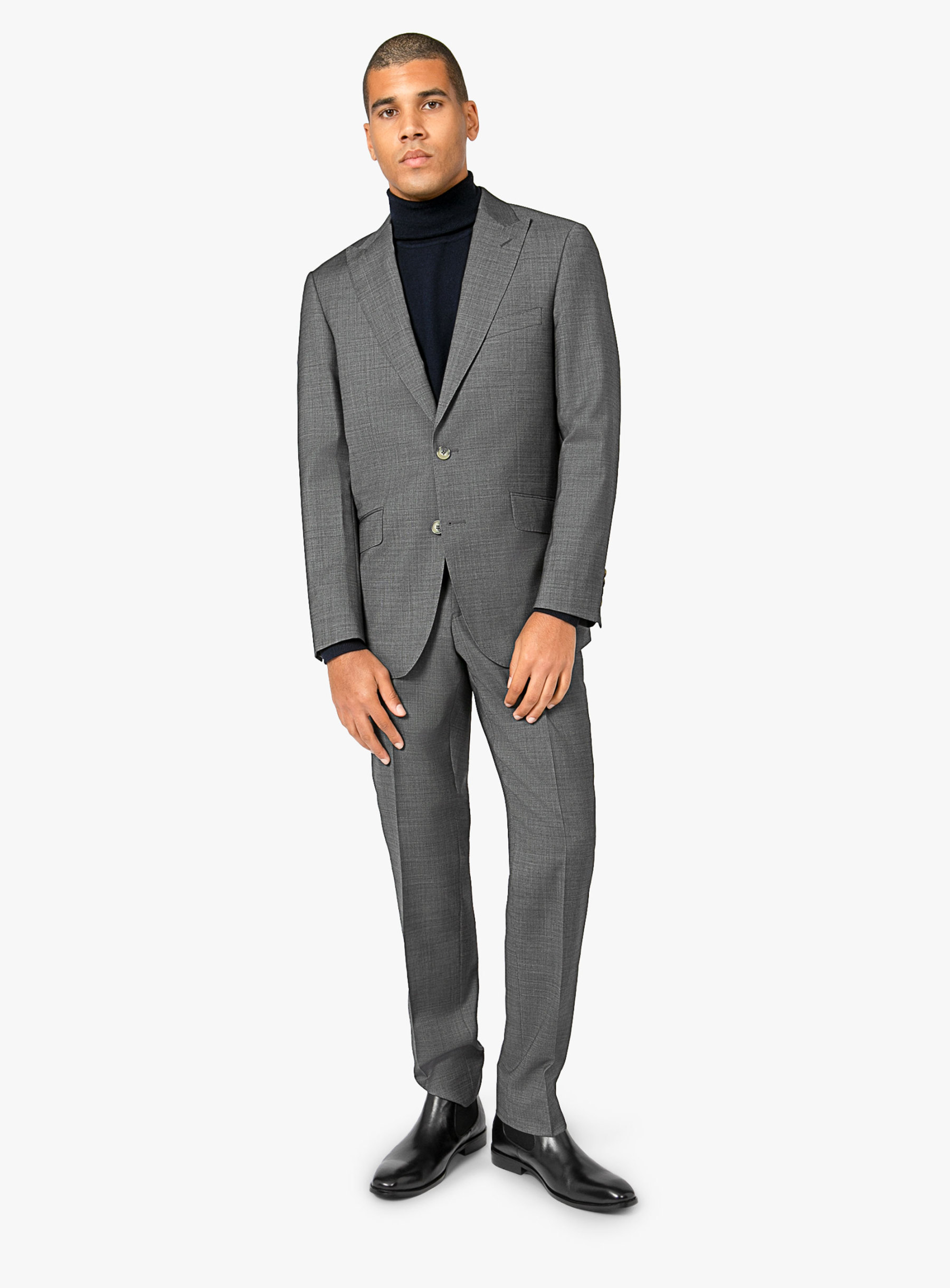 Men {collection_title} Carlo Charcoal Stepped Weave Suit Peter Jackson