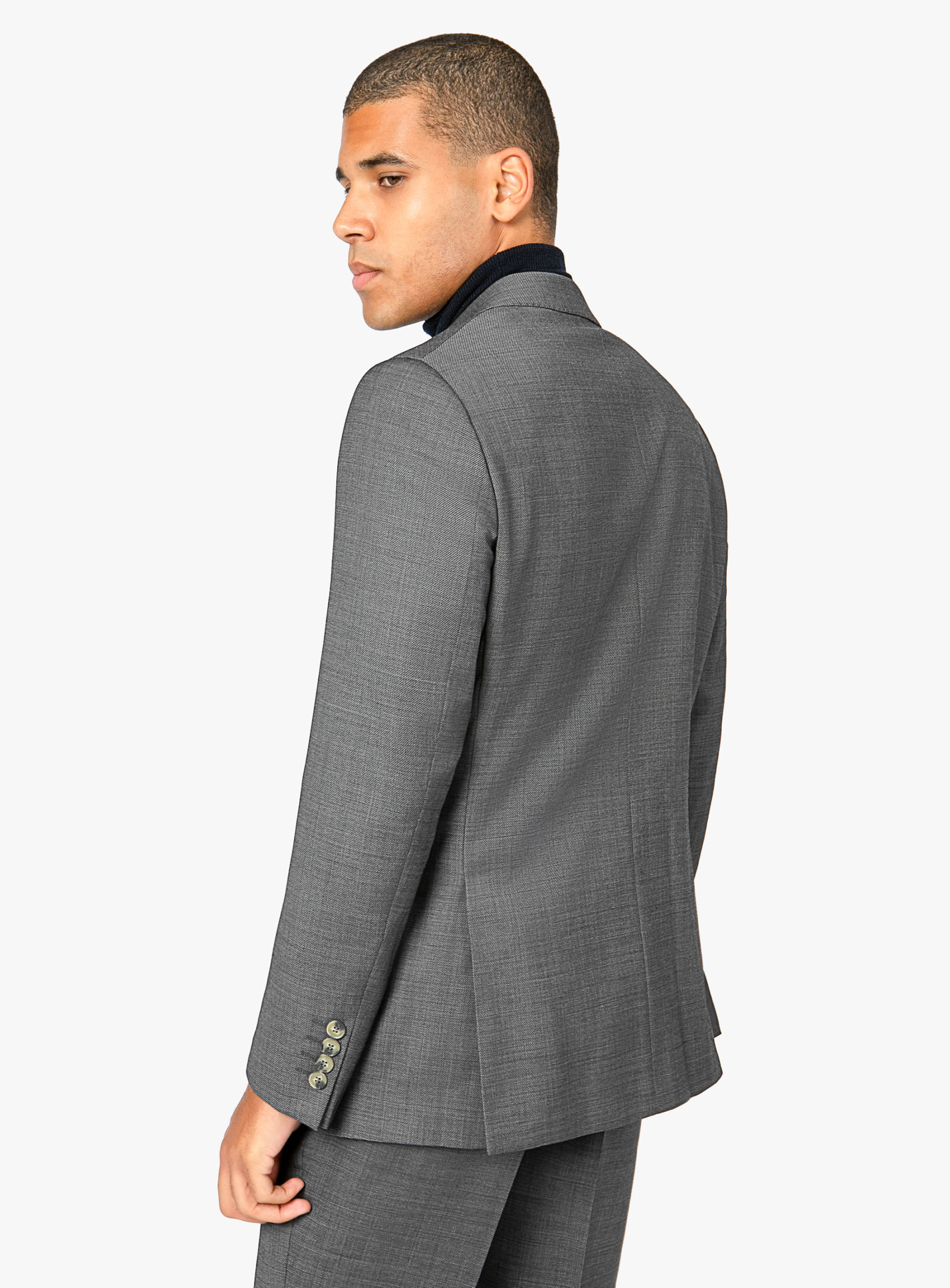 Men {collection_title} Carlo Charcoal Stepped Weave Suit Peter Jackson