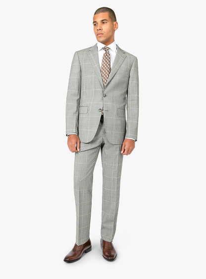 Men {collection_title} Agnelli Taupe Plaid Suit Peter Jackson