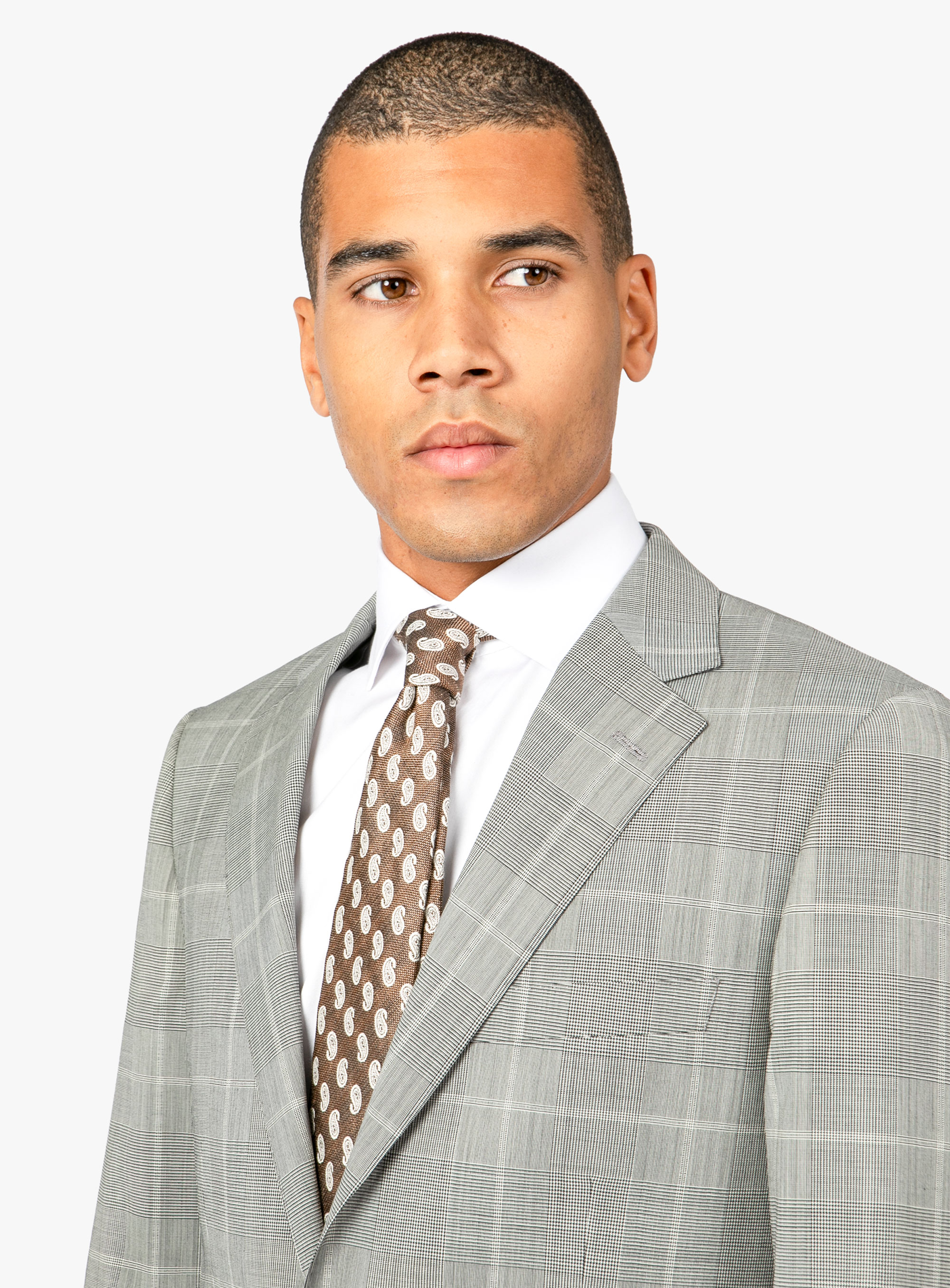 Men {collection_title} Agnelli Taupe Plaid Suit Peter Jackson