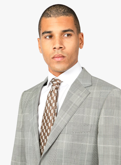 Men {collection_title} Agnelli Taupe Plaid Suit Peter Jackson