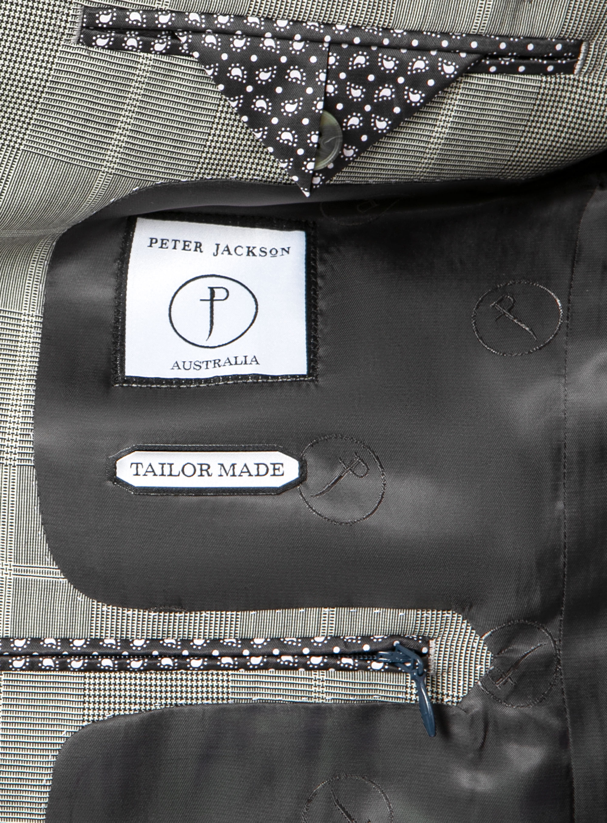 Men {collection_title} Agnelli Taupe Plaid Suit Peter Jackson