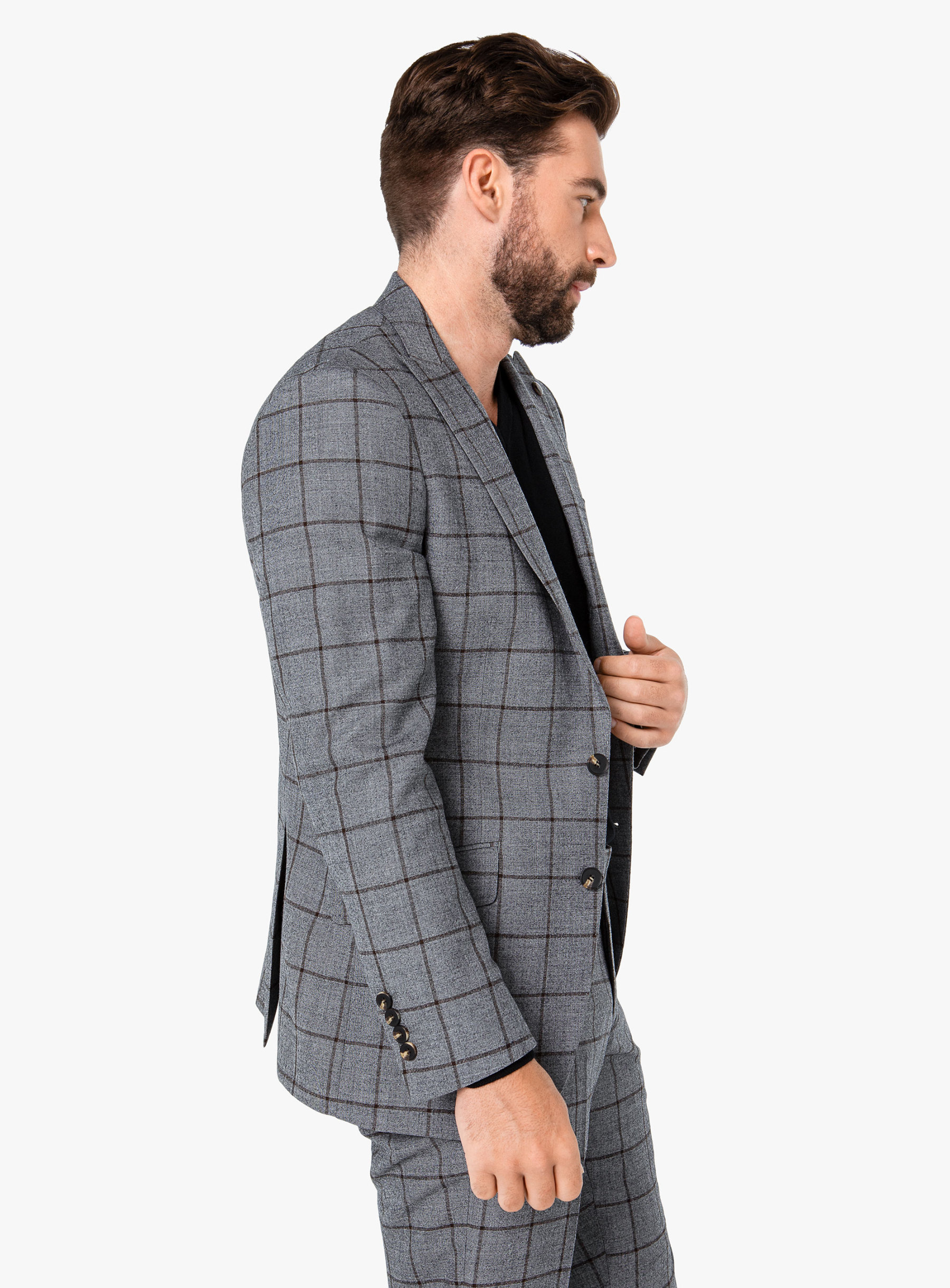 Rodrigo Grey Oxblood Check Suit
