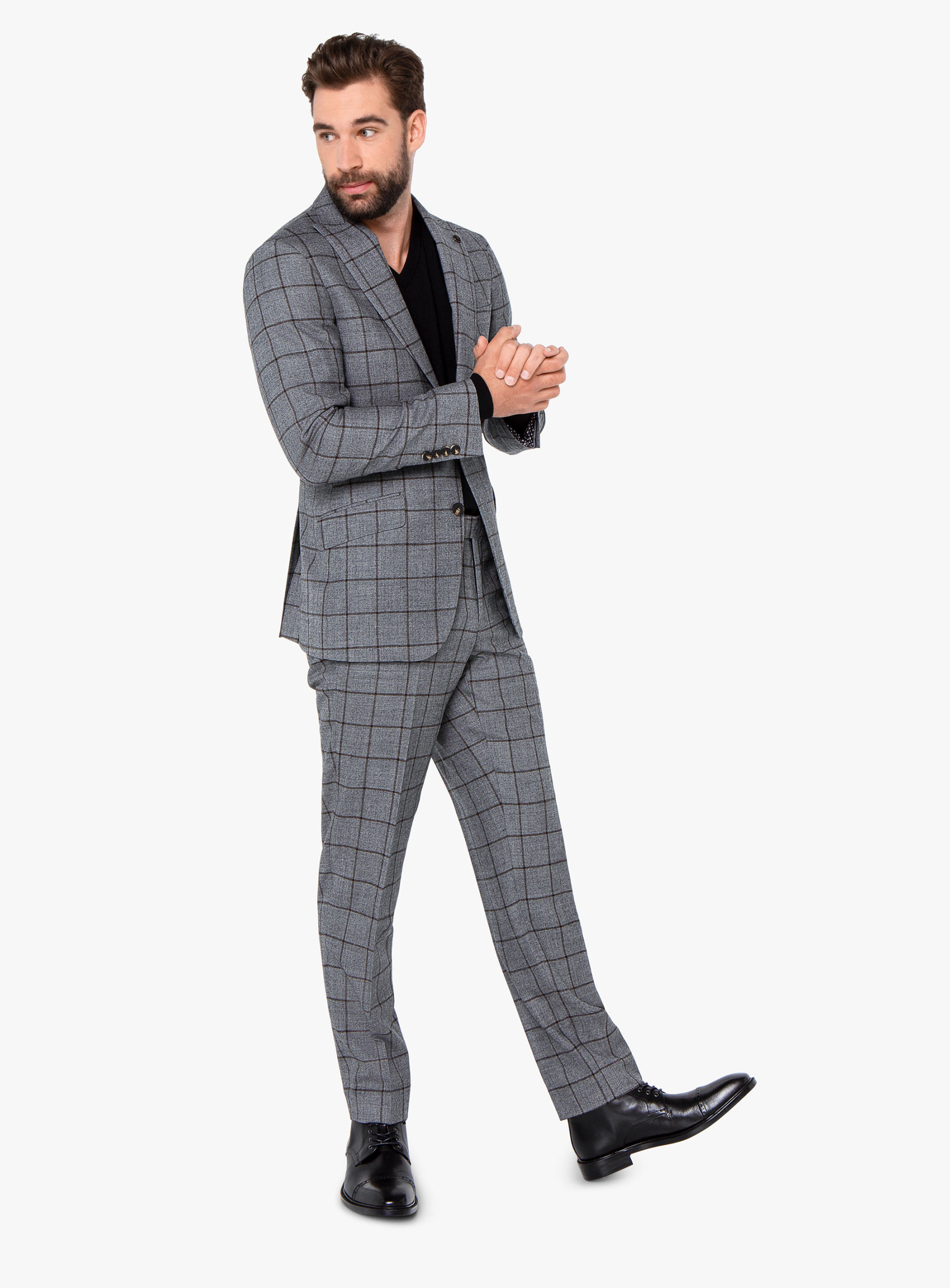 Rodrigo Grey Oxblood Check Suit