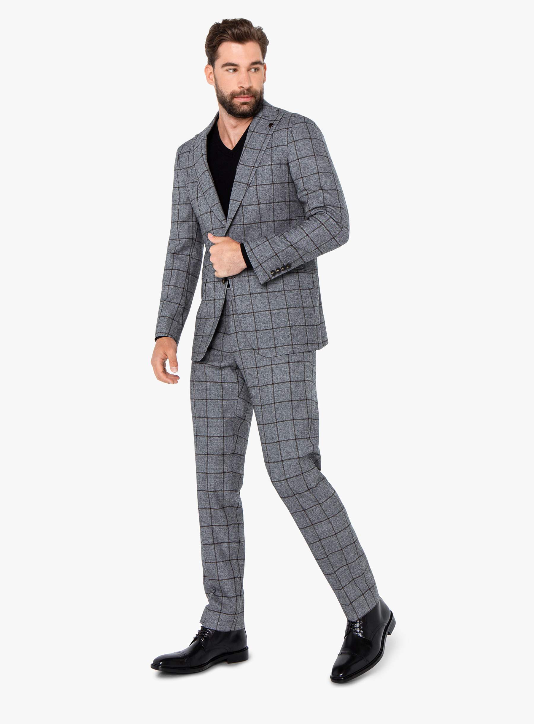 Rodrigo Grey Oxblood Check Suit