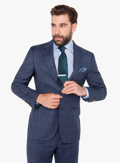 Men {collection_title} Carlo Indigo Birdseye Check Suit Peter Jackson