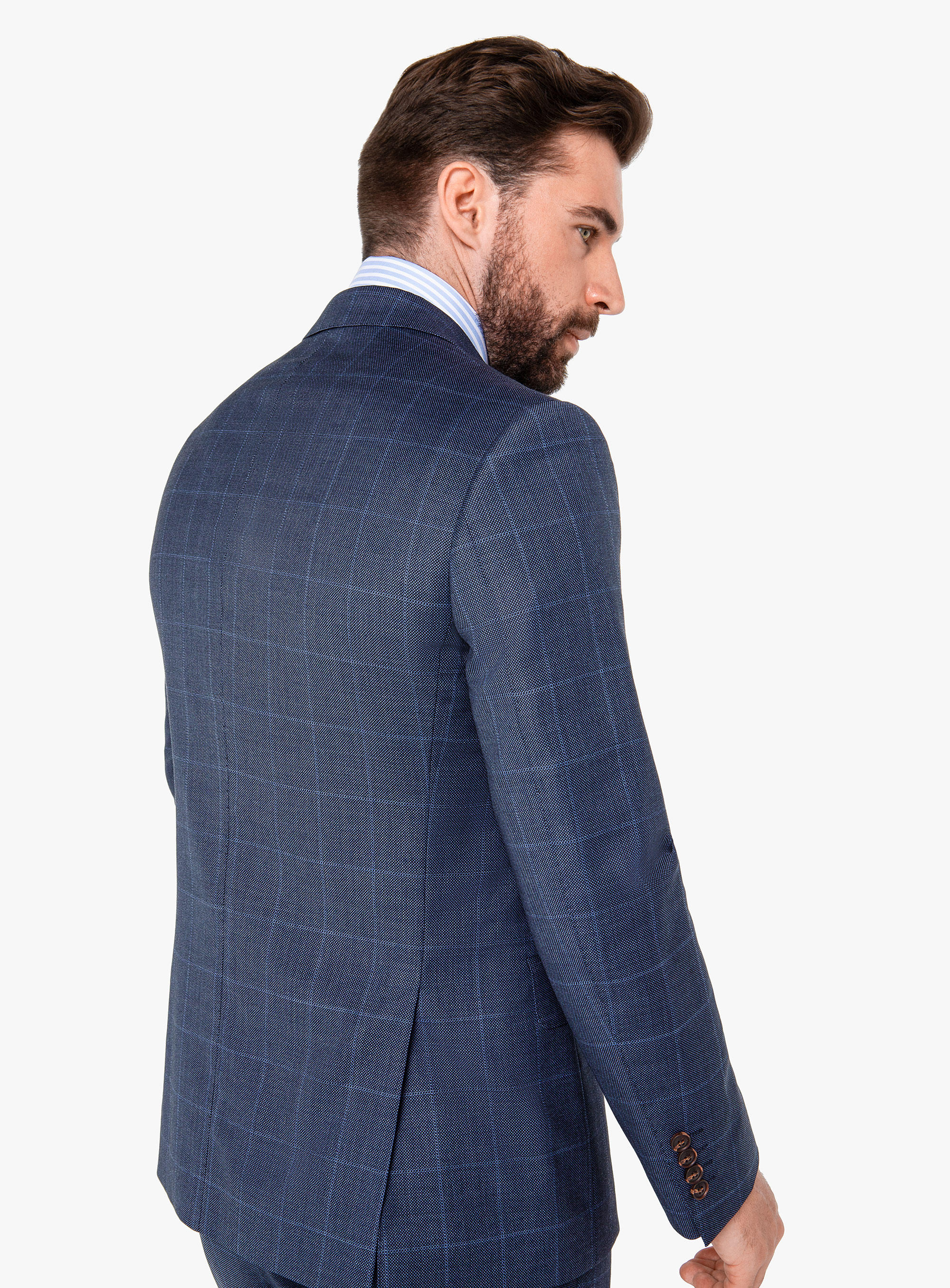 Men {collection_title} Carlo Indigo Birdseye Check Suit Peter Jackson