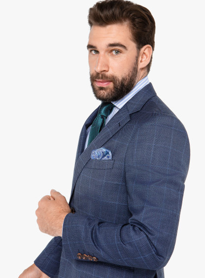 Men {collection_title} Carlo Indigo Birdseye Check Suit Peter Jackson