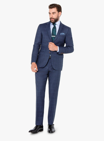 Men {collection_title} Carlo Indigo Birdseye Check Suit Peter Jackson