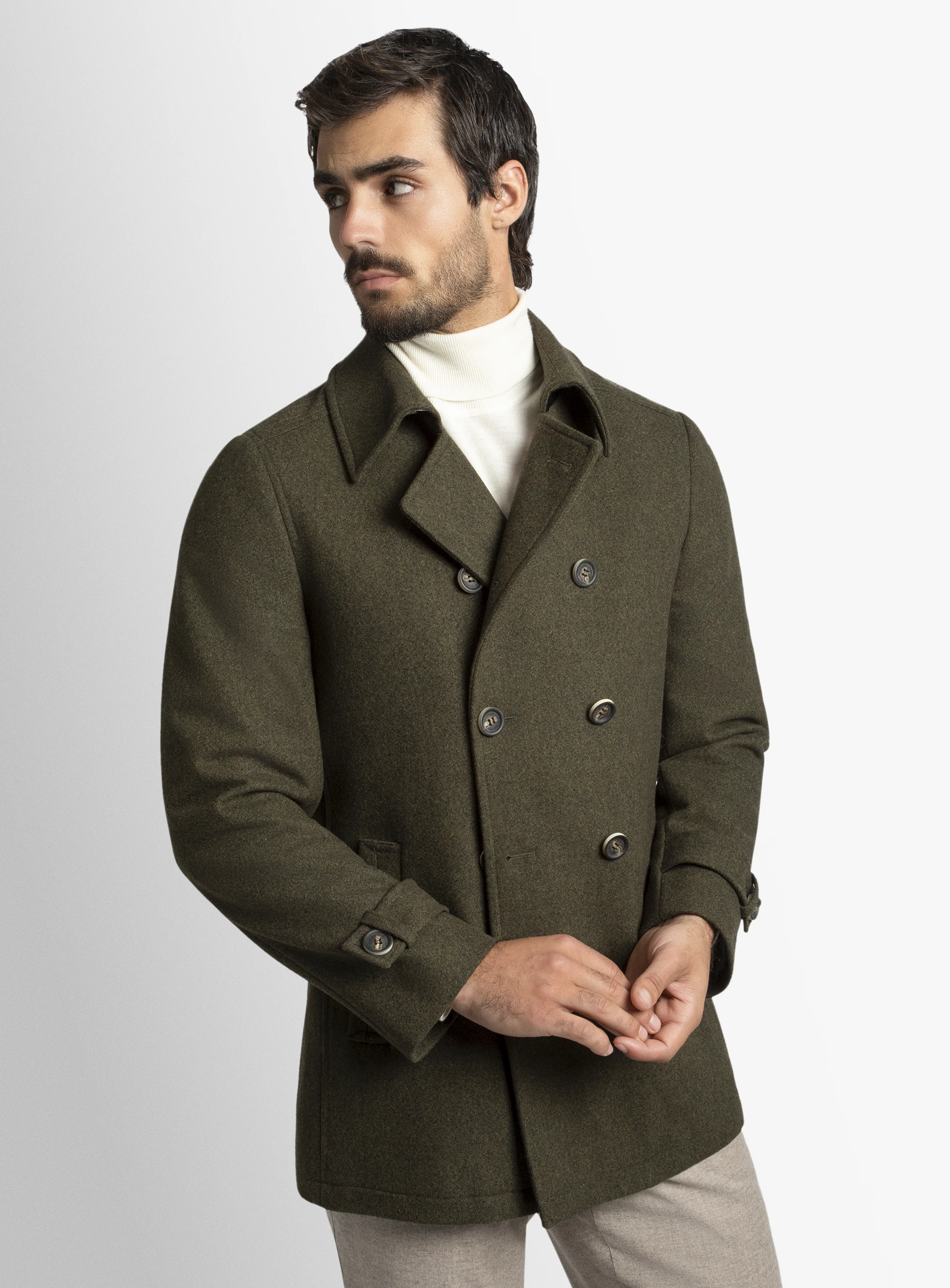 Tesero Olive Twill Overcoat