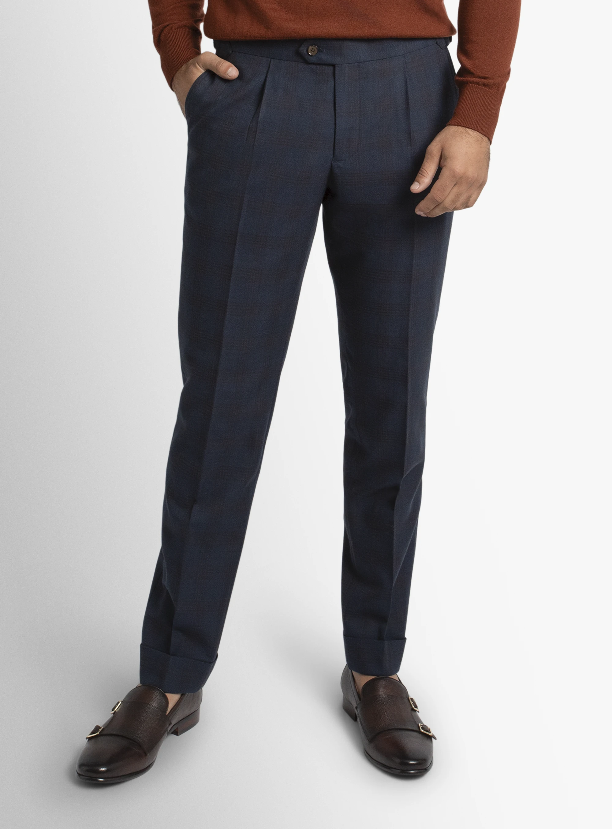 Siena Plaid Navy Trousers