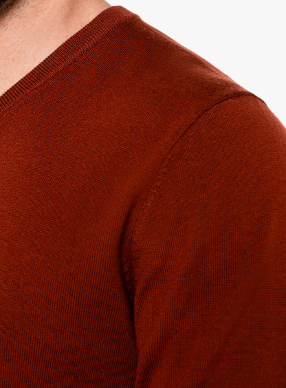 Arco Cognac Merino V-Neck Knit